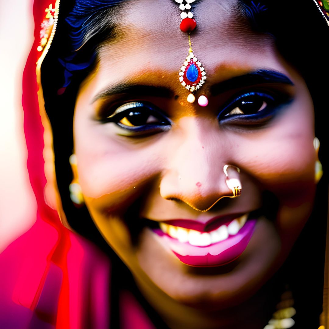 Radiant Red: The Joyful Bride AI generated image