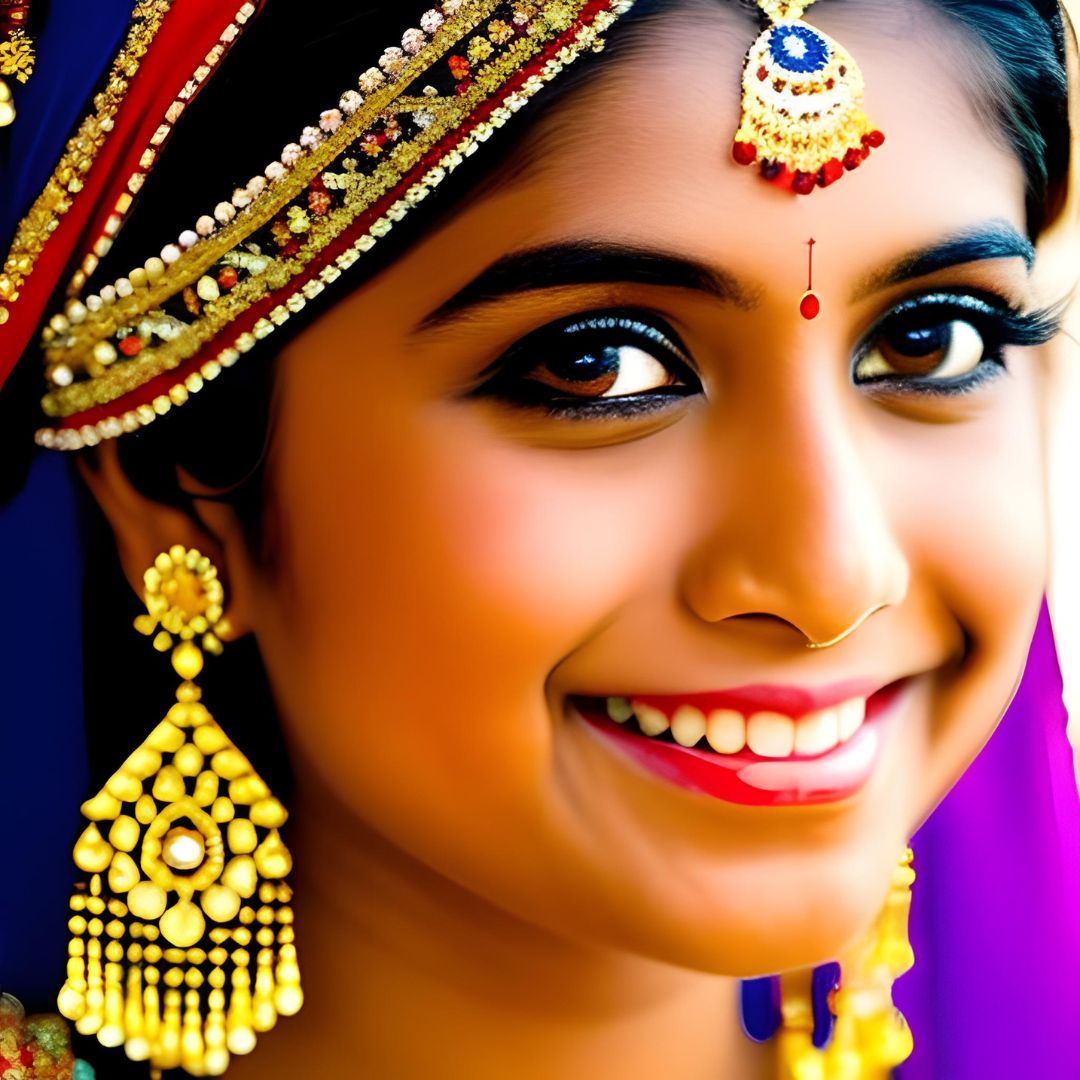 Jeweled Jubilance: A Portrait of Happiness AI image