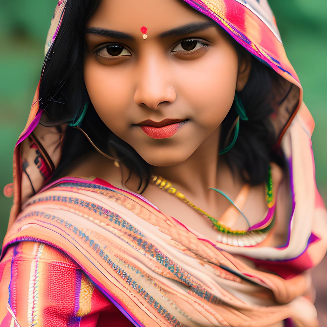 Luminous Gaze: The Captivating Eyes of an Indian Girl AI image