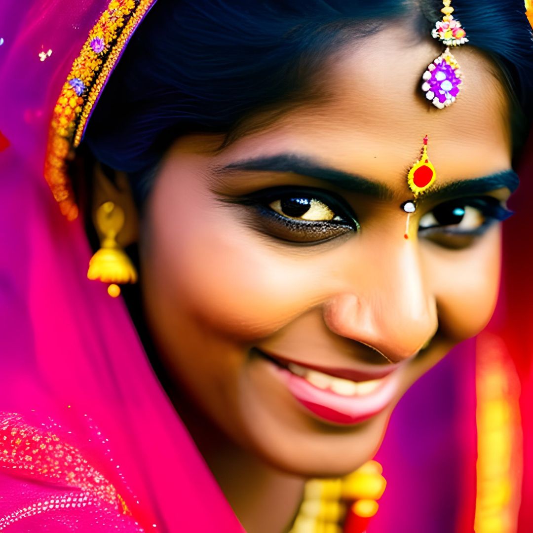 Warm Smiles: Bridal Serenity AI generated Image