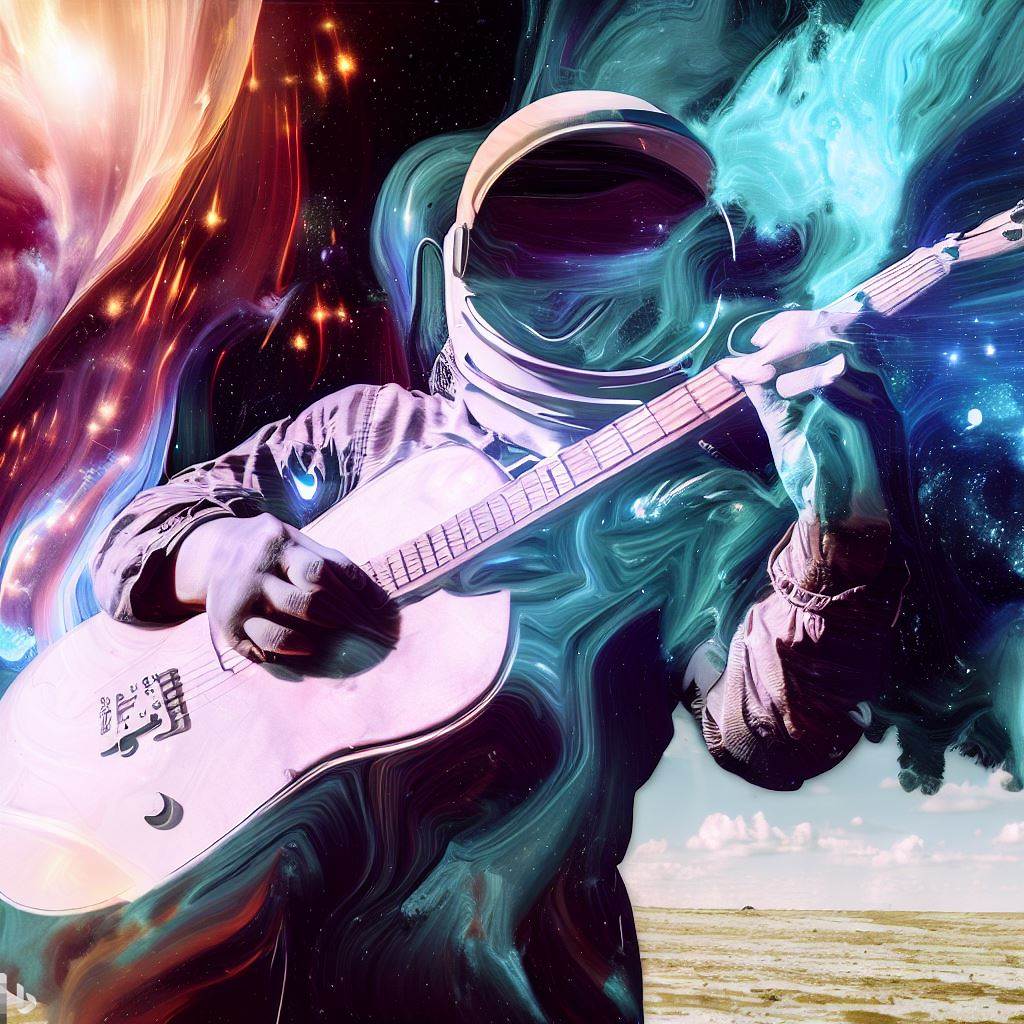Image-2 This AI-generated image, titled "Galactic Melodies: An Astronaut's Cosmic Concert: An Astronaut's Interstellar Recital," invites viewers into an ethereal realm beyond earthly confines