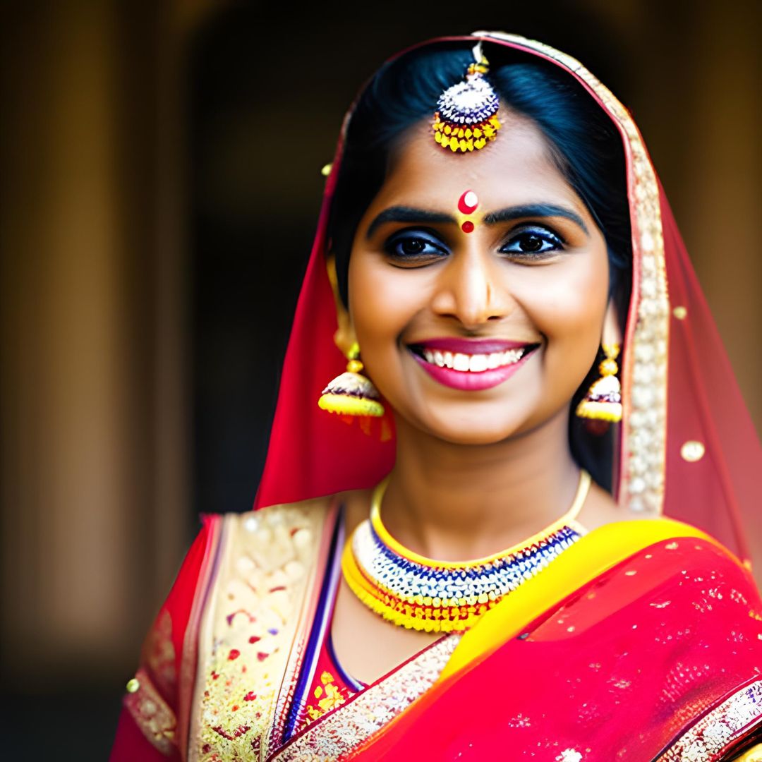 Expressive Elegance: The Traditional Bride AI image
