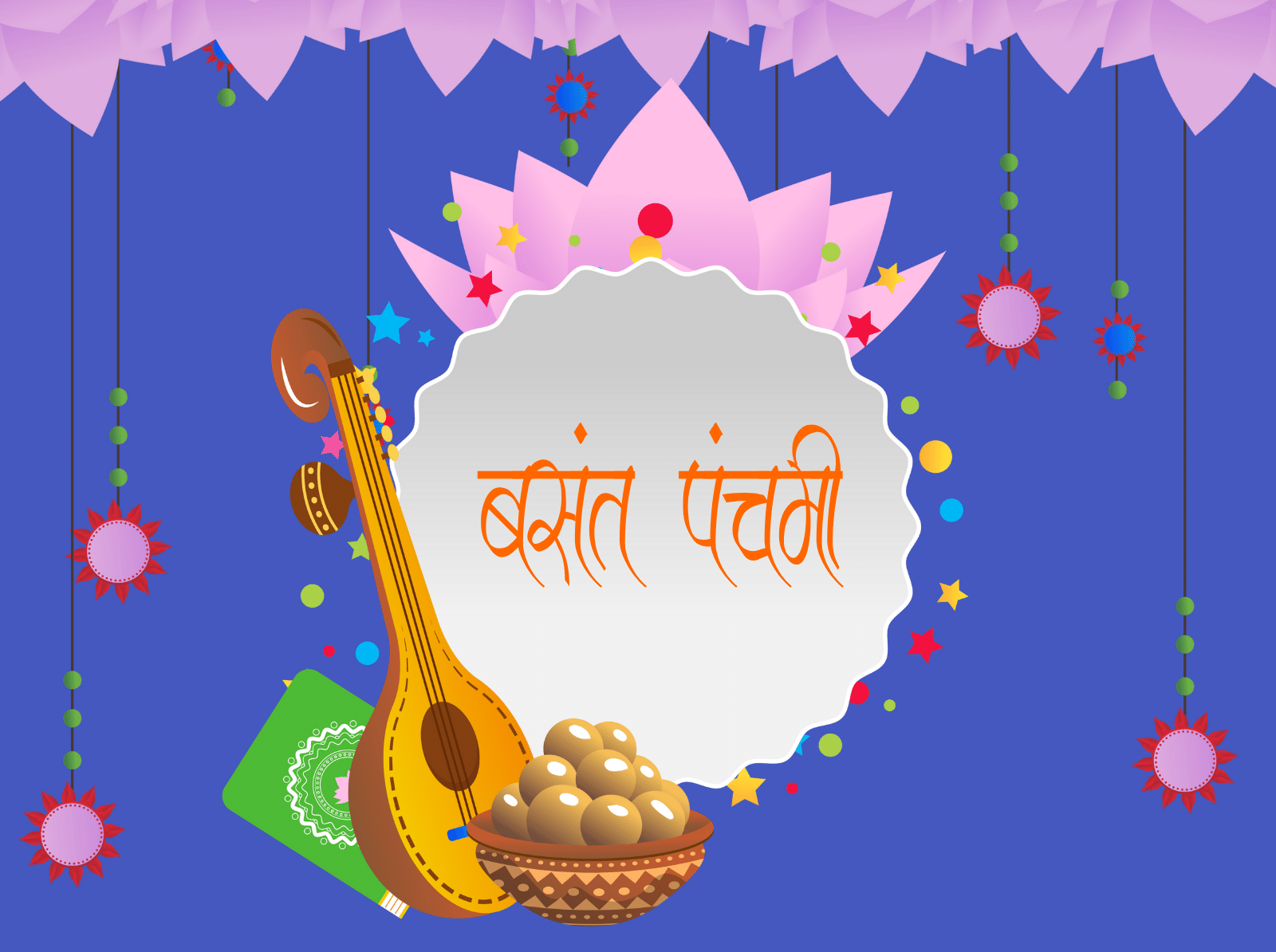 Basant Panchami 2024 greeting image fiour