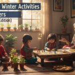 Indian toddler playing with dough and kitchen utensils on a winter afternoon