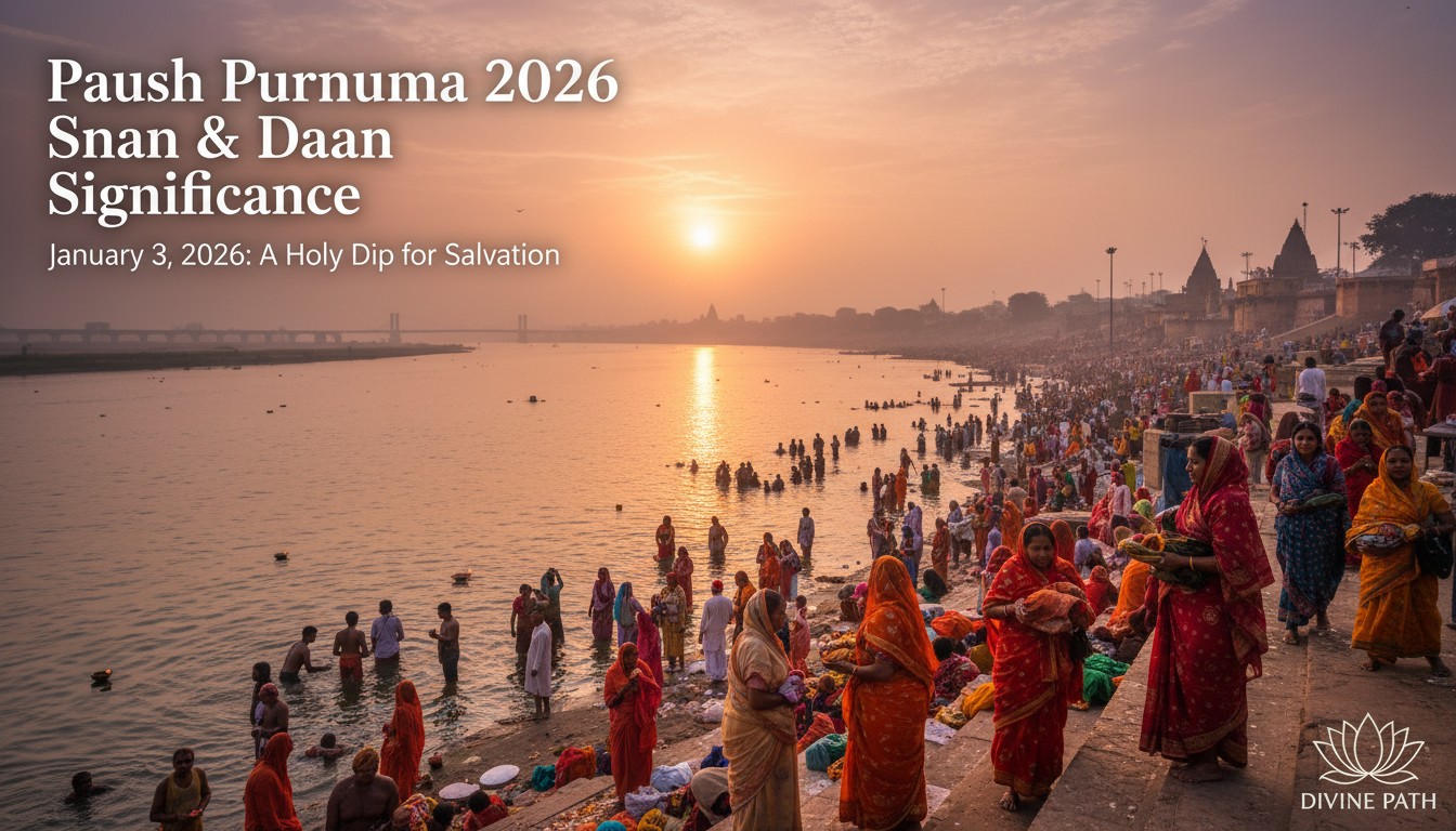 Devotees taking holy dip in Ganges during Paush Purnima 2026 at Prayagraj Sangam