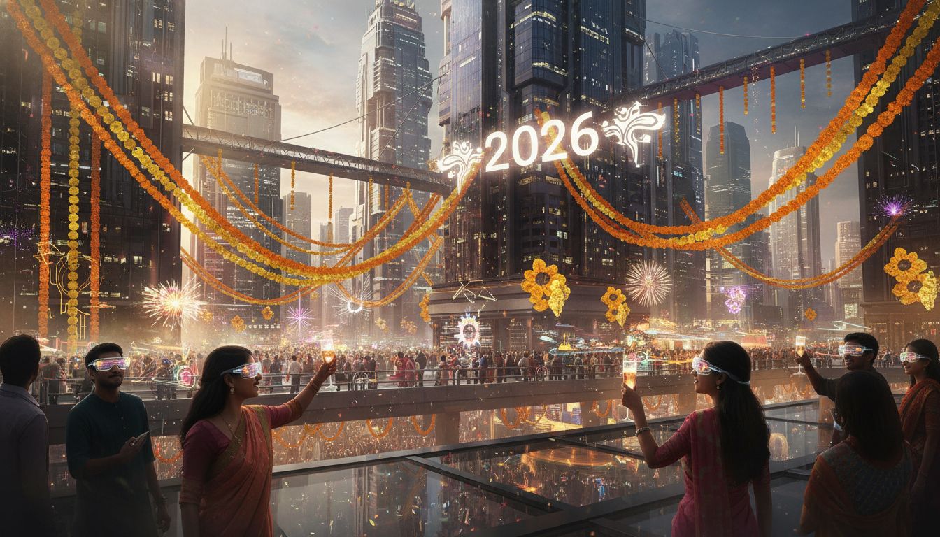 Future India 2026 New Year celebration with AI technology