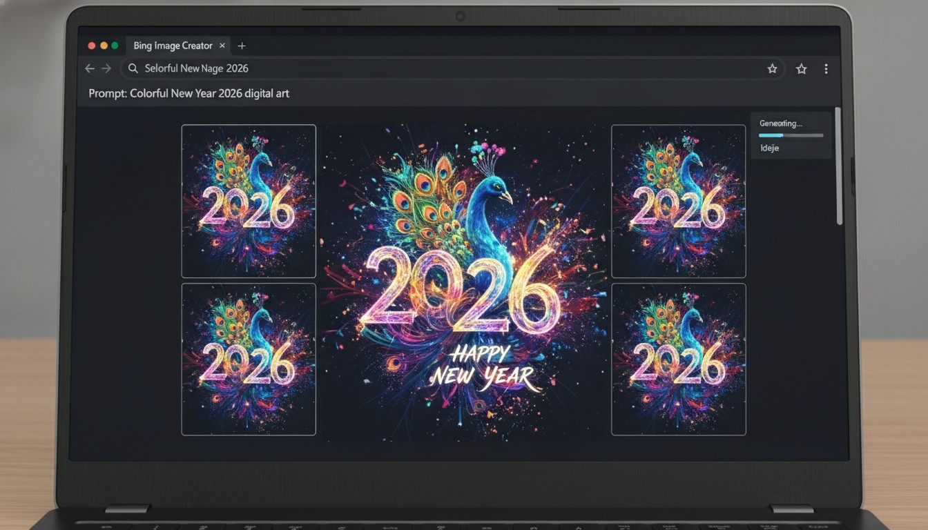 Bing Image Creator interface generating New Year art