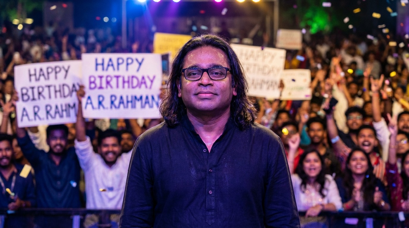 A.R. Rahman live performance with fans wishing happy birthday