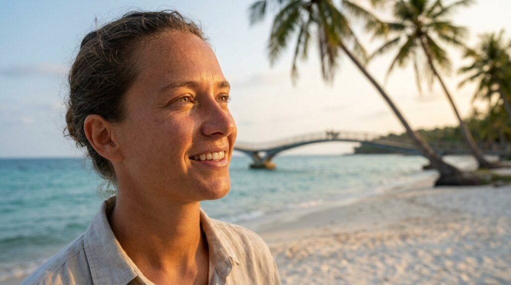 Phu Quoc Island scenic view with Kiss Bridge and sunset
