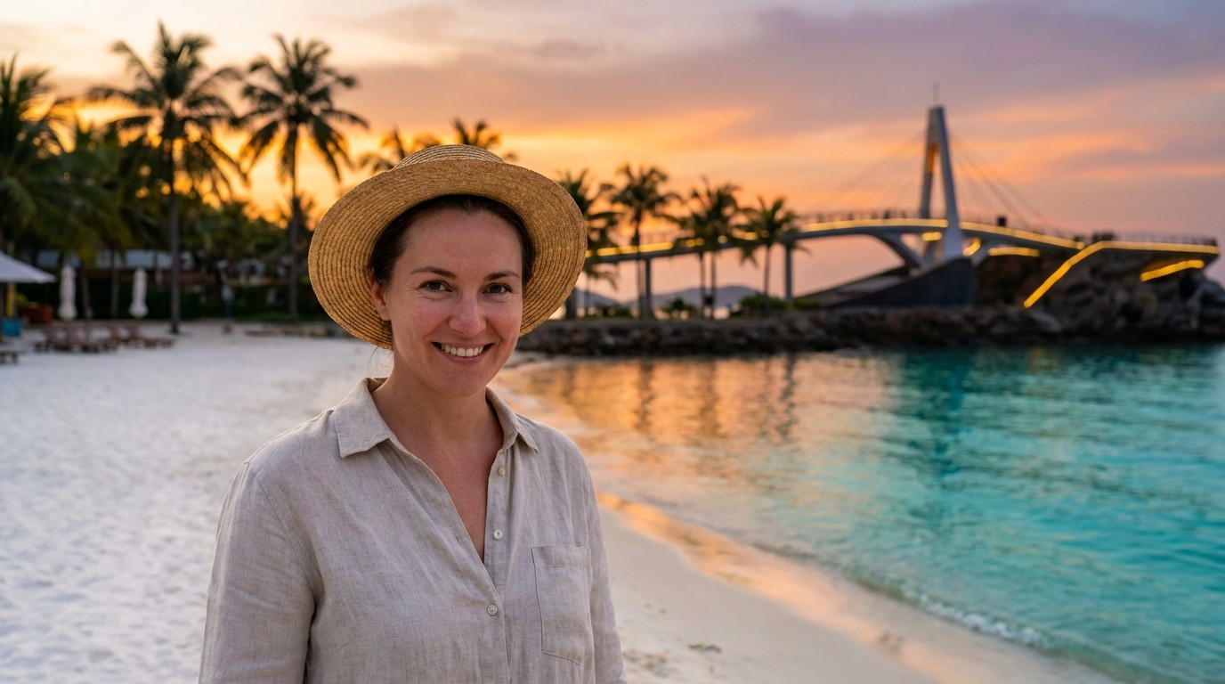 Phu Quoc Kiss Bridge sunset view from beach