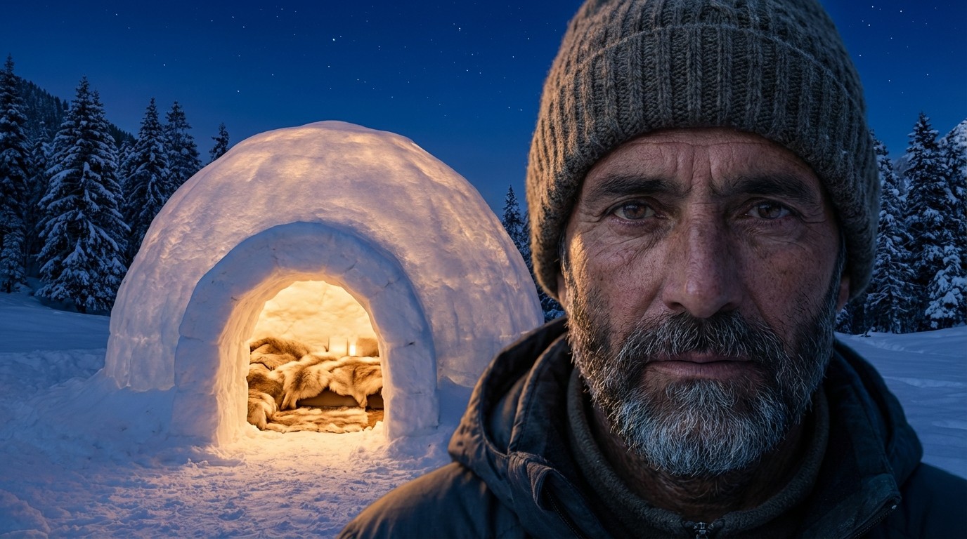 Manali Igloo Stay Exterior at Twilight in Sethan Valley