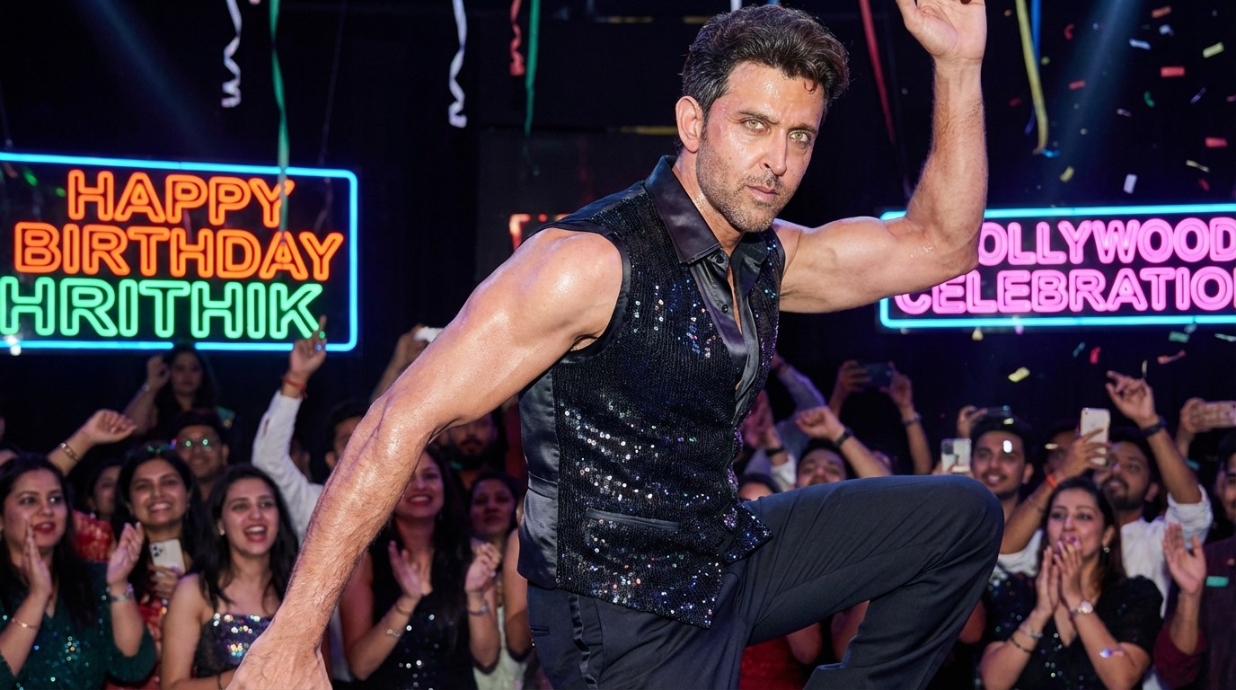 Hrithik Roshan dancing on stage for birthday celebration