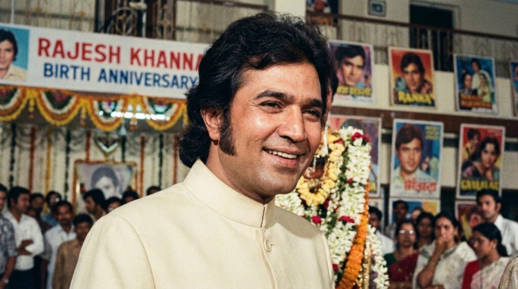 Rajesh Khanna iconic pose in black and white classic portrait