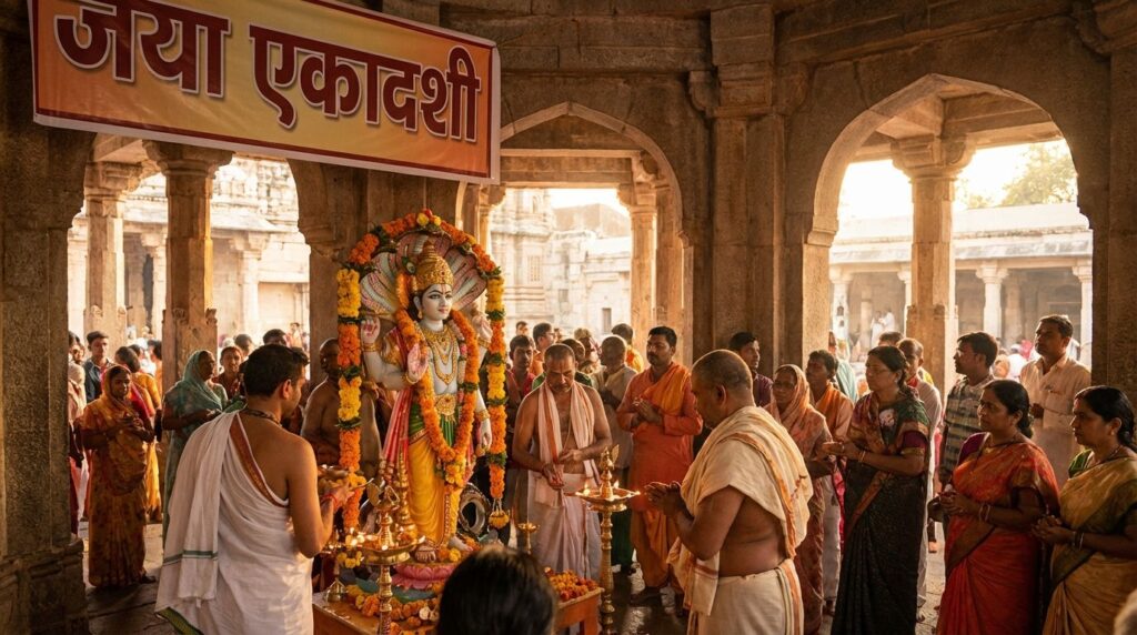 Jaya Ekadashi Lord Vishnu Puja Illustration