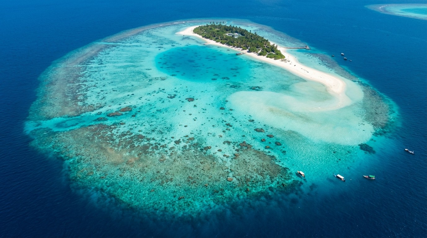 Aerial view of Bangaram Island Lakshadweep