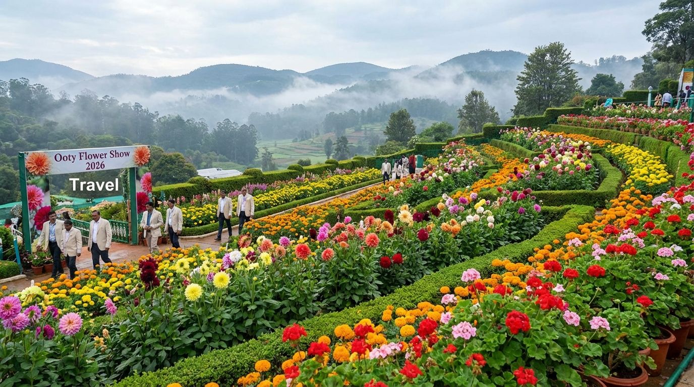 Vibrant floral arrangements and replicas at Ooty Flower Show 2026 Botanical Garden