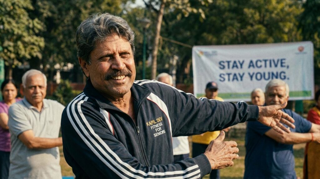 Kapil Dev playing golf and promoting senior fitness on his 66th birthday