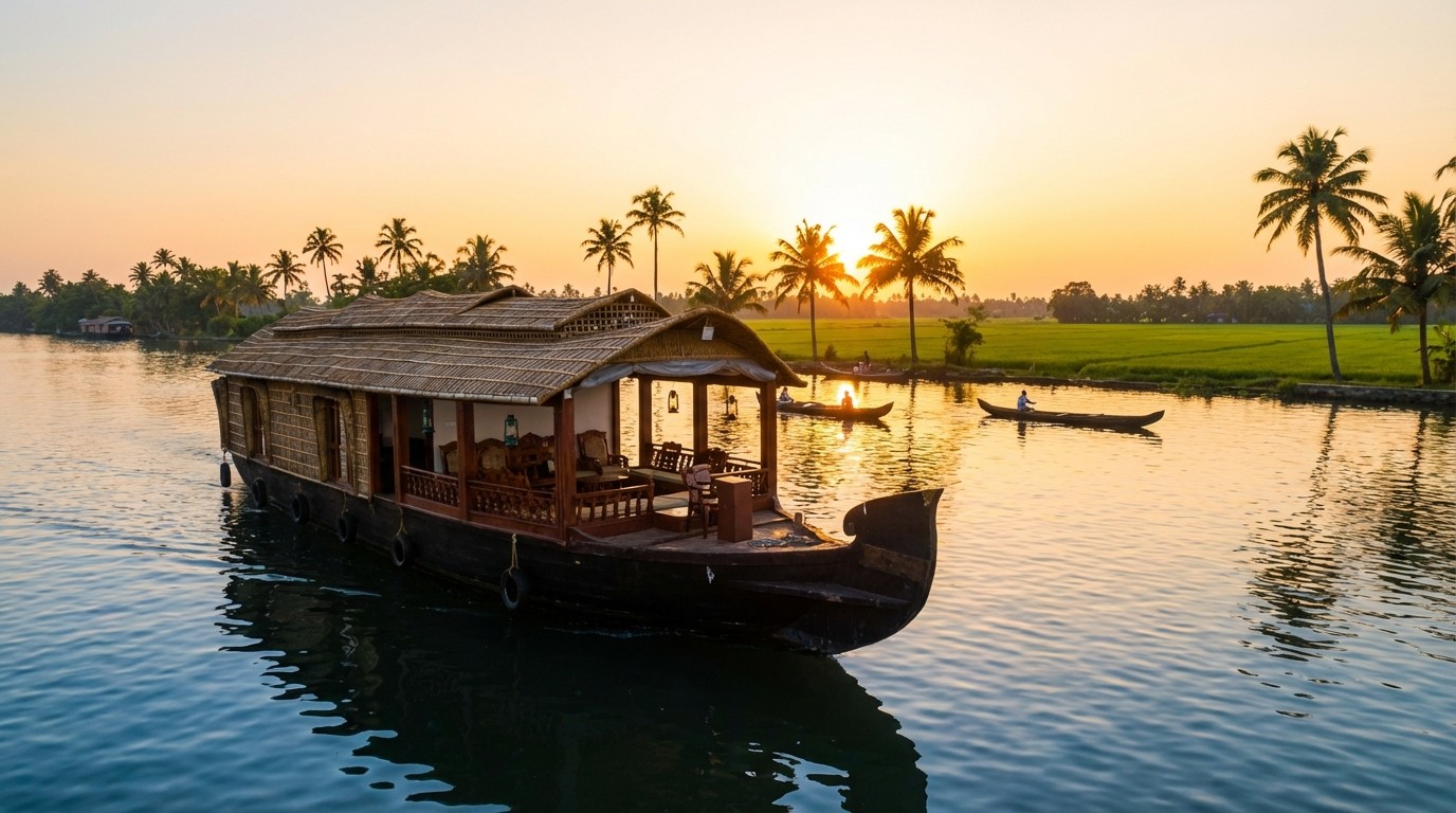 Alleppey Houseboat at Sunset