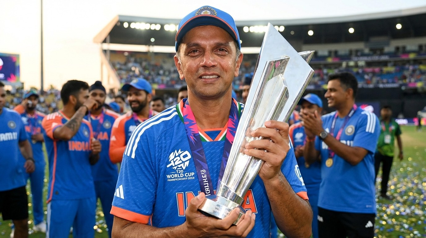 Rahul Dravid with T20 World Cup Trophy