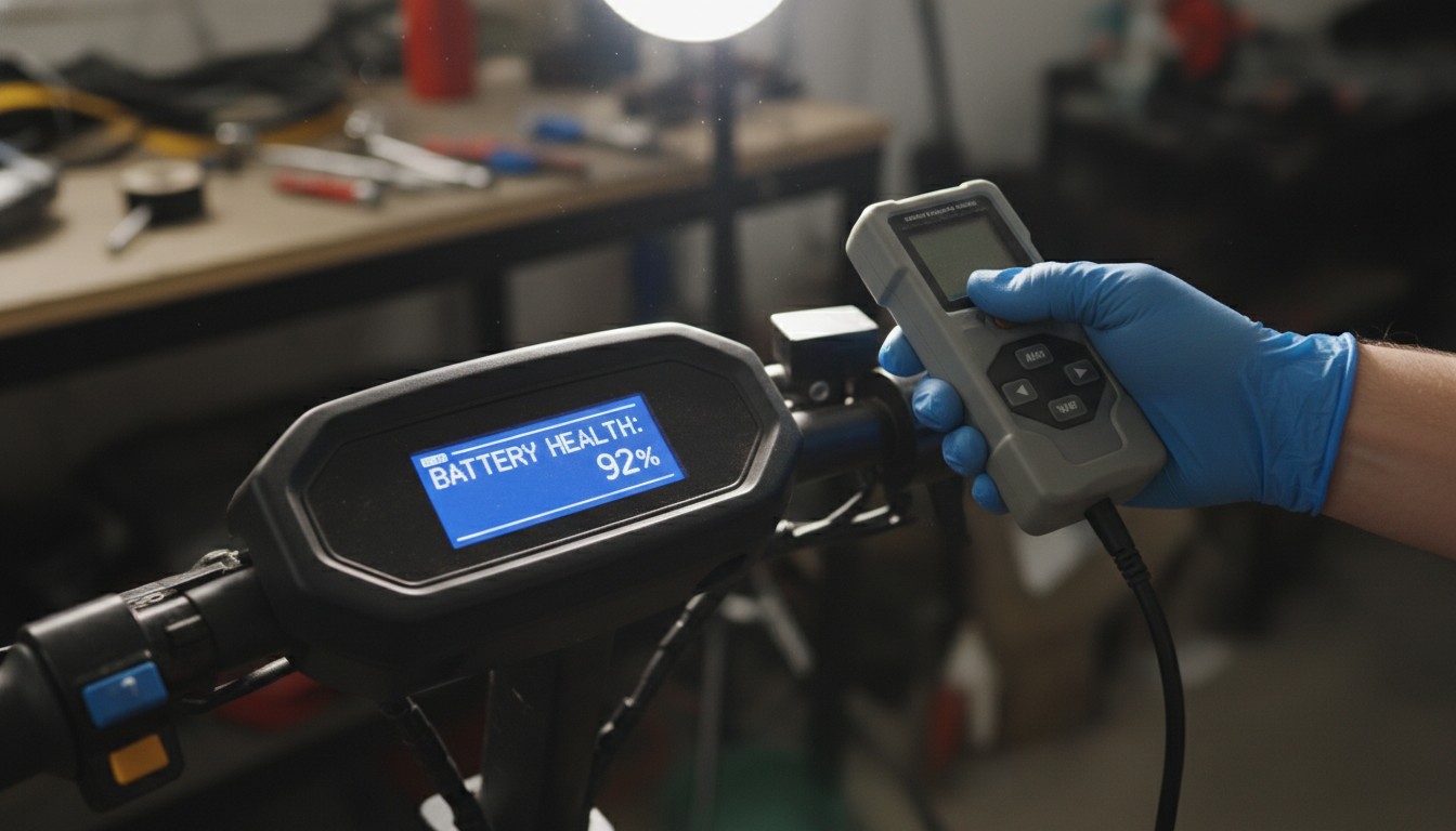 Electric scooter battery health check display