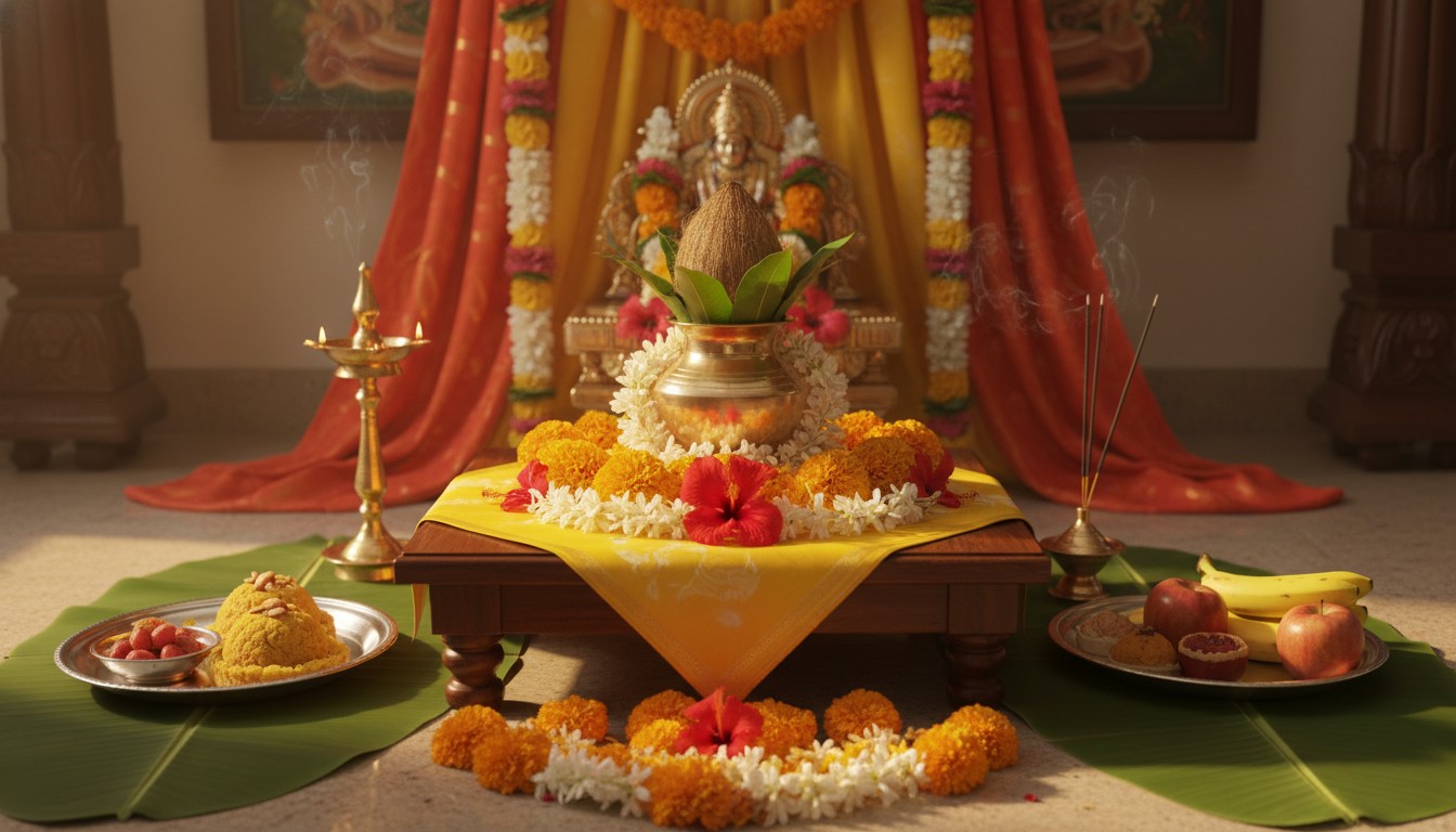 भगवान सत्यनारायण पूजा सेटअप माघी पूर्णिमा 2026