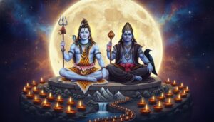 भगवान शिव और शनि देव की आध्यात्मिक तस्वीर