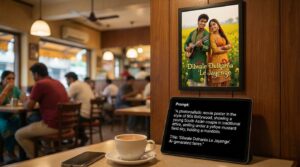 Collage of AI generated Bollywood movie posters featuring custom avatars