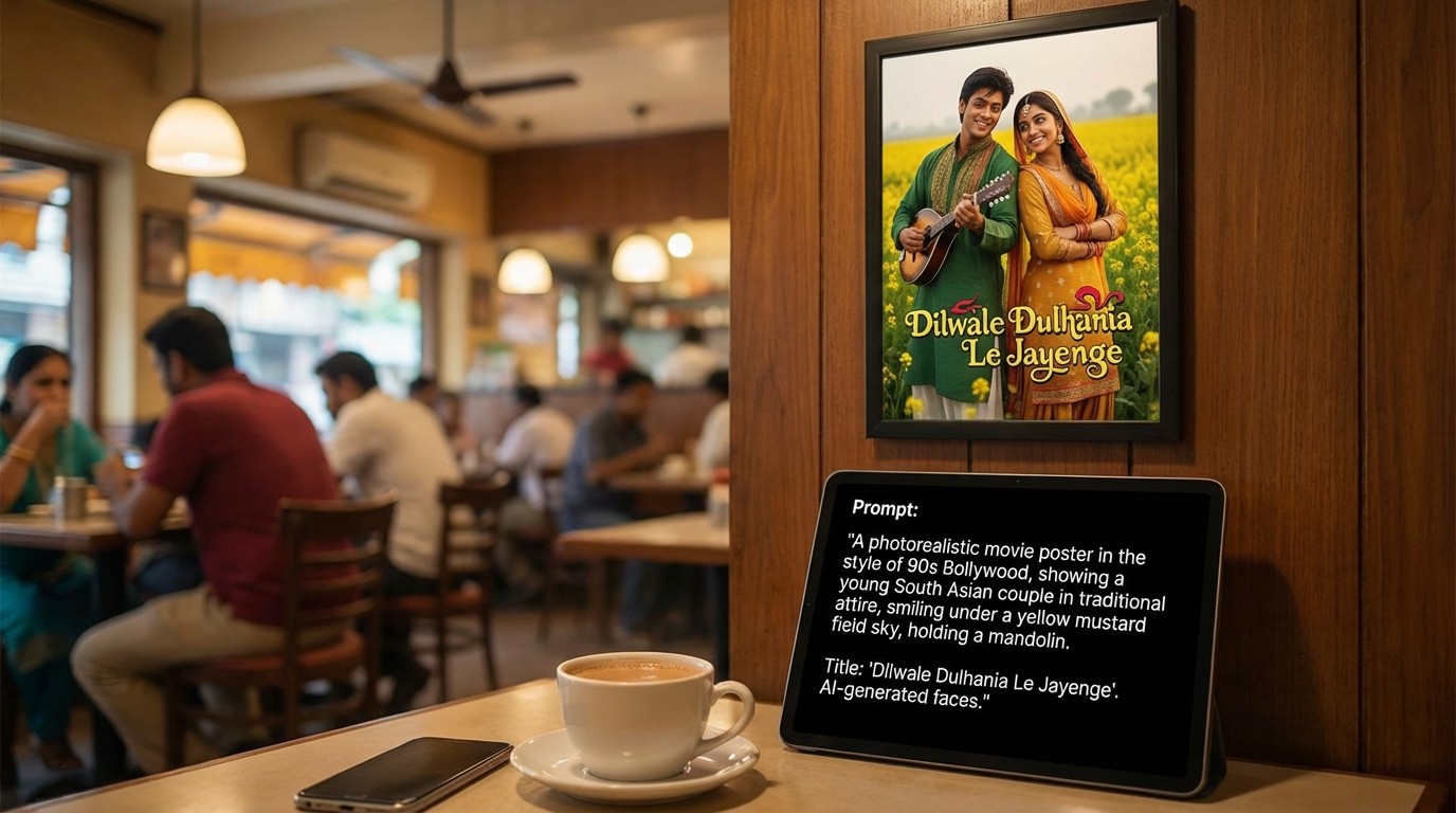 Collage of AI generated Bollywood movie posters featuring custom avatars