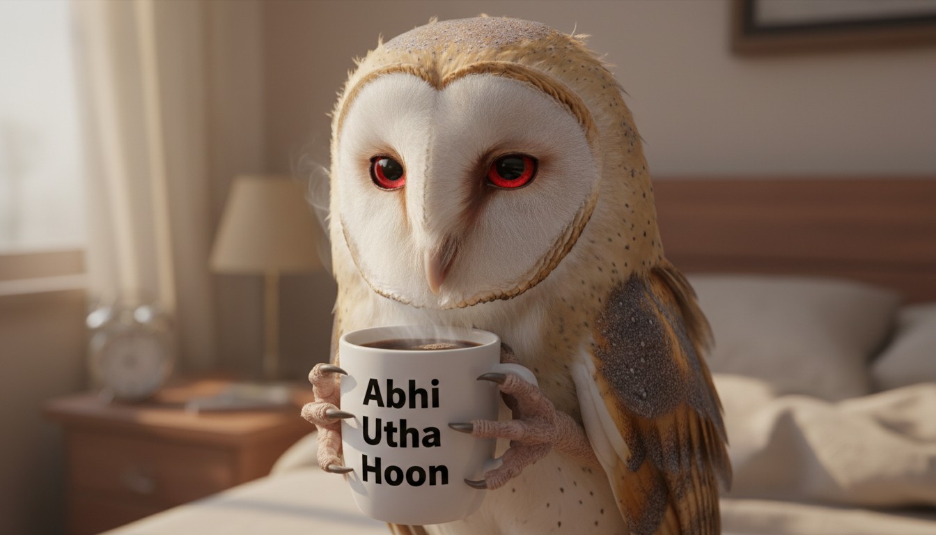 Funny exhausted owl meme for morning vibes