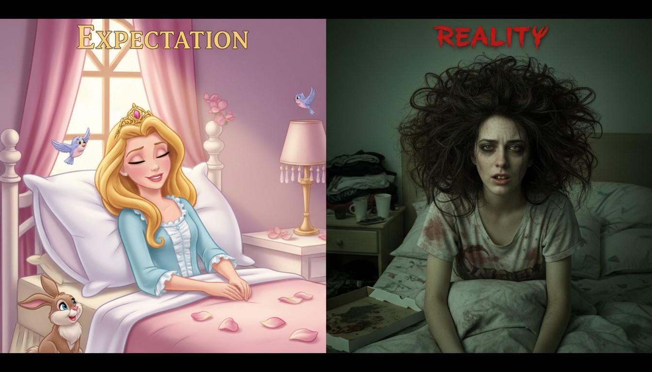 Expectation vs Reality waking up meme funny
